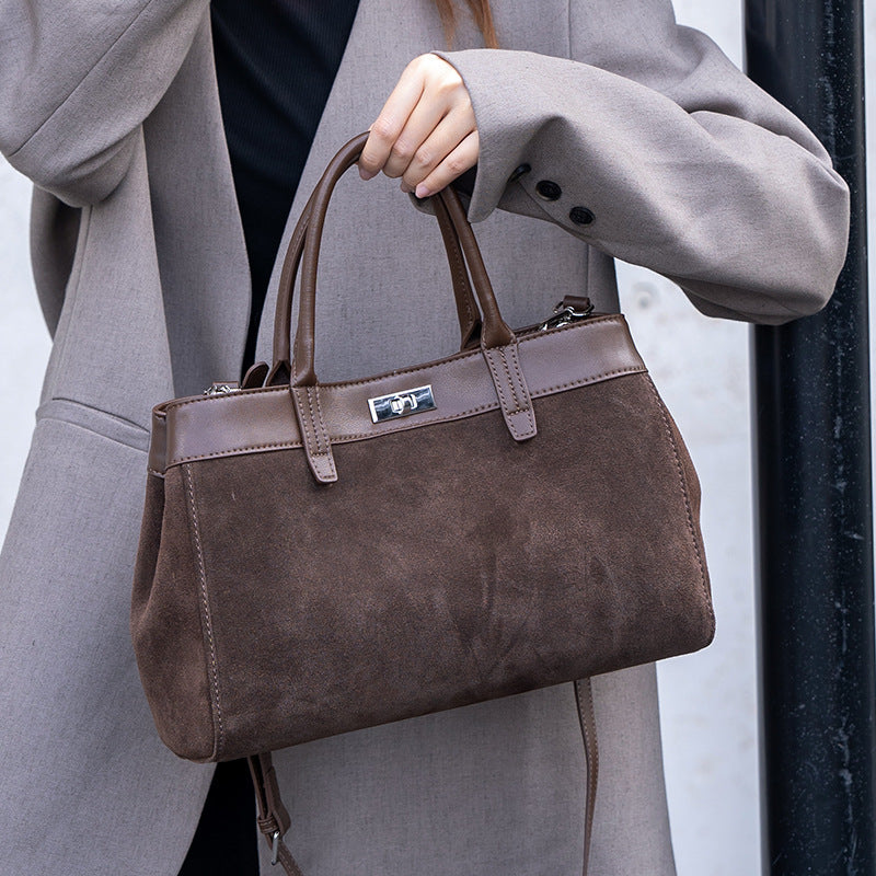 Frosted Cowhide Tote Bag for Women Large Capacity Shoulder Handbag, Elegant Stylish Purse with Soft Matte Leather Finish
