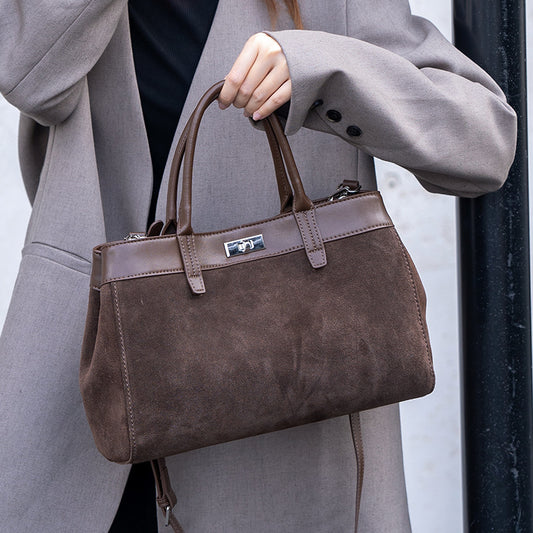 Frosted Cowhide Tote Bag for Women Large Capacity Shoulder Handbag, Elegant Stylish Purse with Soft Matte Leather Finish