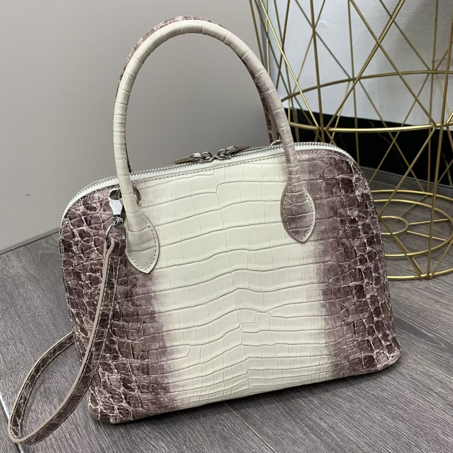 Genuine Top Layer Cowhide Crocodile-Embossed Shell Handbag for Women, New Large Capacity Fashion Commute Top Handle Briefcase, Trendy Work Bag for Ladies