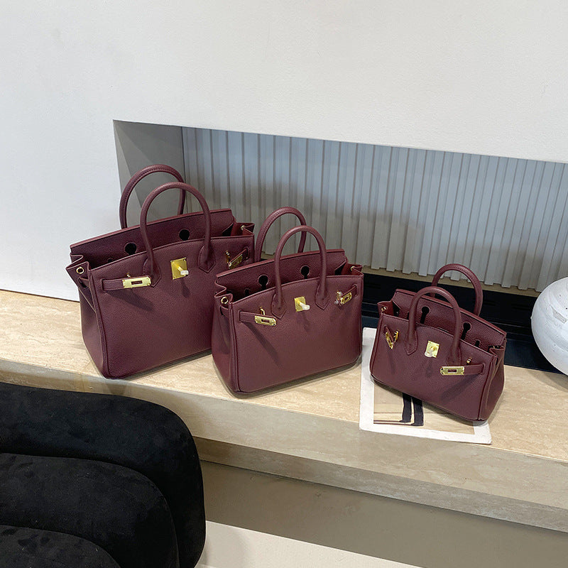 New Arrival Pebbled Genuine Leather Birkin-Inspired Tote Bag for Women, Gold-Tone Hardware with Spacious Large Capacity, Versatile Top-Handle Shoulder Handbag for Everyday Chic
