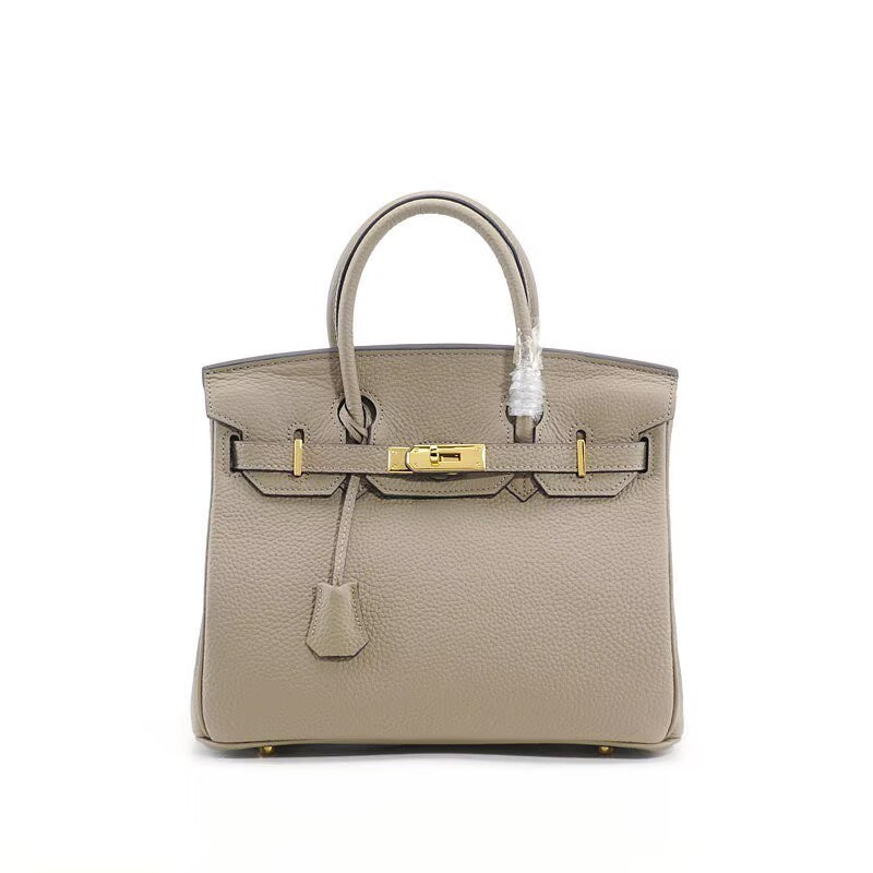 Genuine Top Layer Pebbled Cowhide Birkin-Style Bag for Women, Large Capacity Commute Top Handle Shoulder Crossbody Purse, Premium Leather Handbag for Ladies