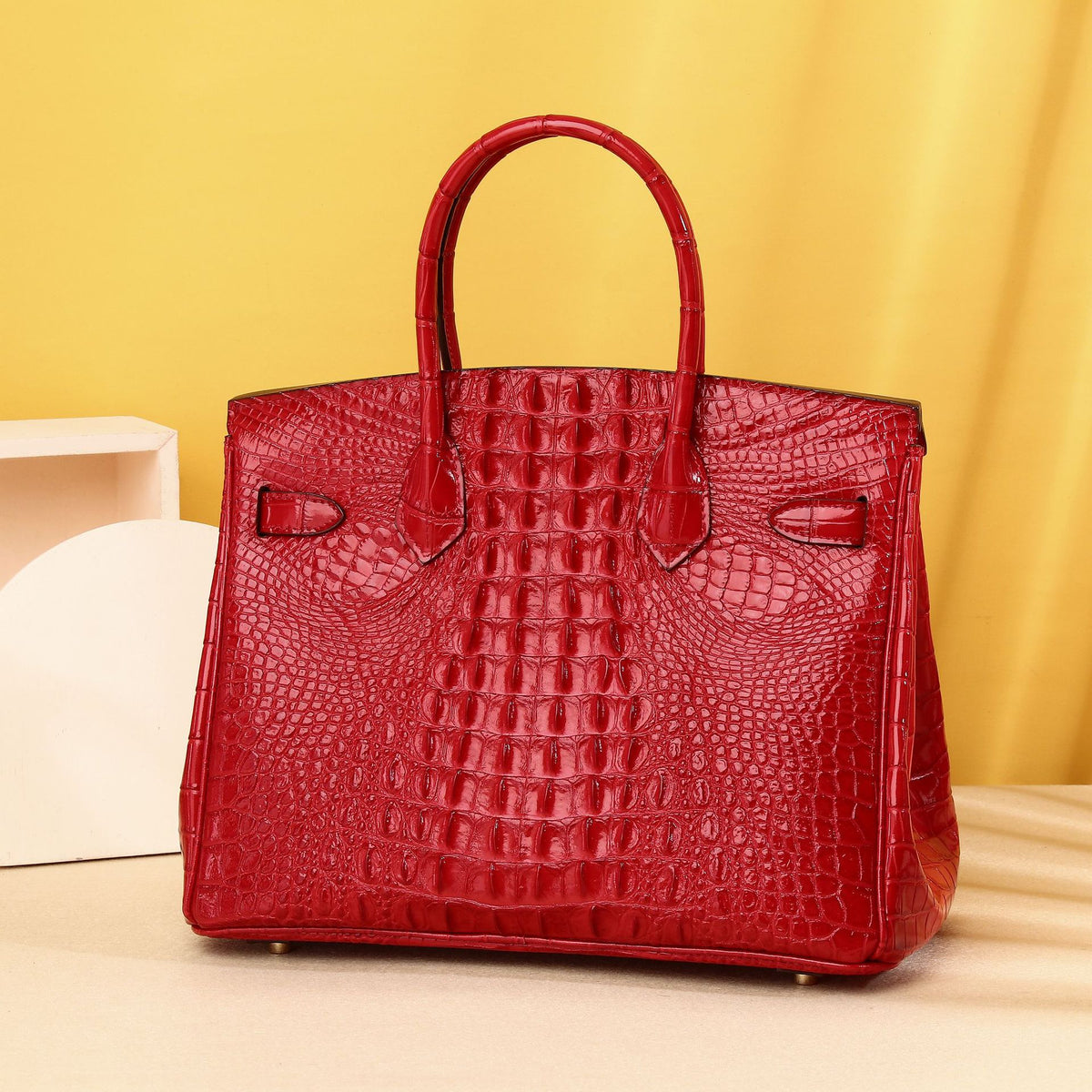 Elegant Croc-Embossed Birkin-Inspired Tote Bag for Women, Large Capacity Wristlet Handbag with Classic Versatile Design, Perfect for Everyday Style