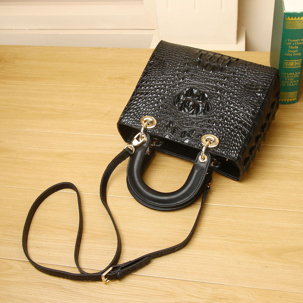 New Arrival Classic Croc-Effect Lady-Inspired Bag for Women, A Top-Handle Crossbody Shoulder Handbag with Elegant Design