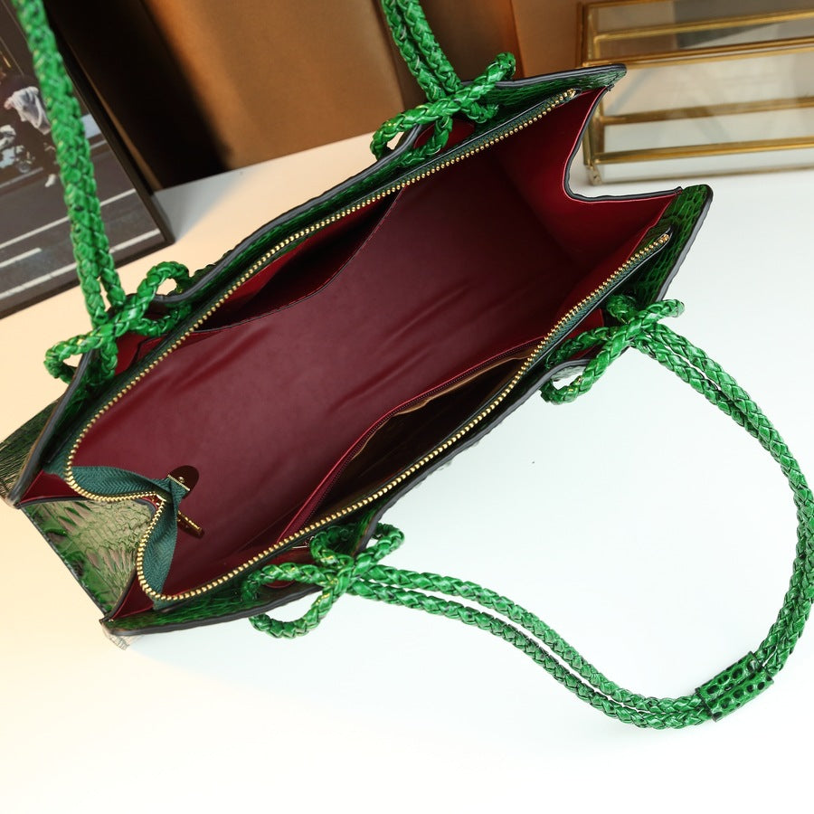 New Arrival Croc-Effect Light Luxury Tote Bag for Women, Large Capacity Top-Handle Shoulder Handbag with Premium Stylish Design, Trendy Everyday Purse