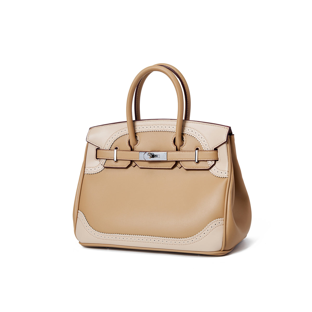 Large Capacity Genuine Leather Tote Bag for Women, Birkin-Inspired Top-Handle Handbag with Elegant Lace-Trimmed Design, Versatile Crossbody Purse for Everyday & Work