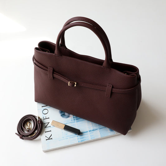Top Layer Cowhide Commuter Tote Bag for Women Minimalist Large Capacity Genuine Leather Handbag, Premium Versatile Purse with Timeless Elegance