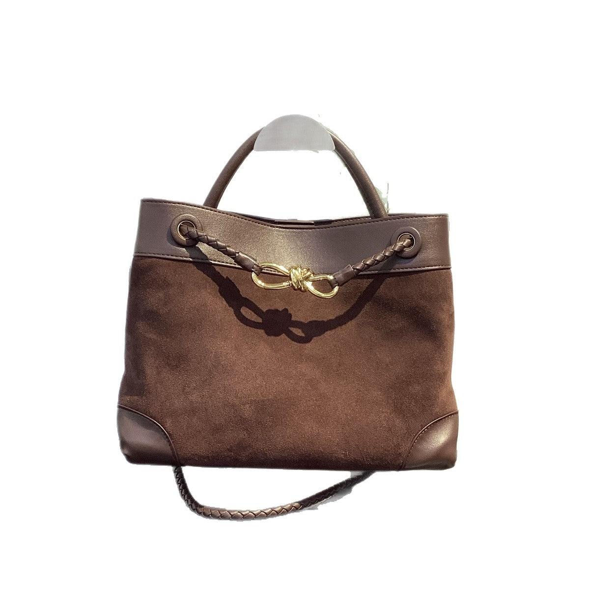 Suede Leather Woven Rope-Knot Handbag, Simple Elegant Shoulder & Crossbody Commuter Bag for Women