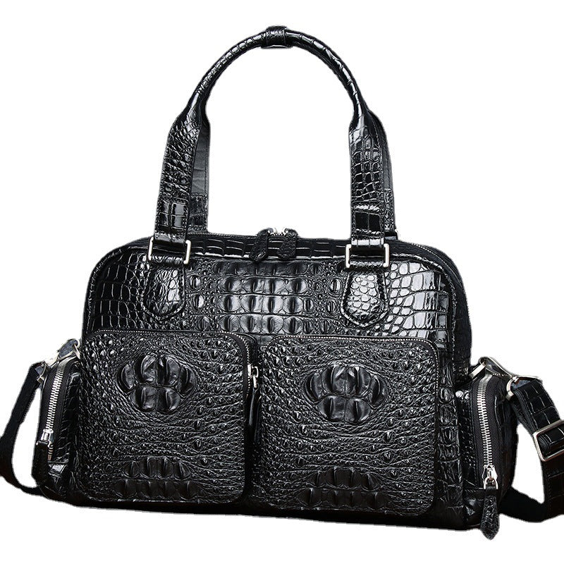 New Arrival Croc-Effect Travel Duffel Bag for Men, A High-End Large Capacity Top-Handle Crossbody Luggage Perfect for Business Trips & Travel
