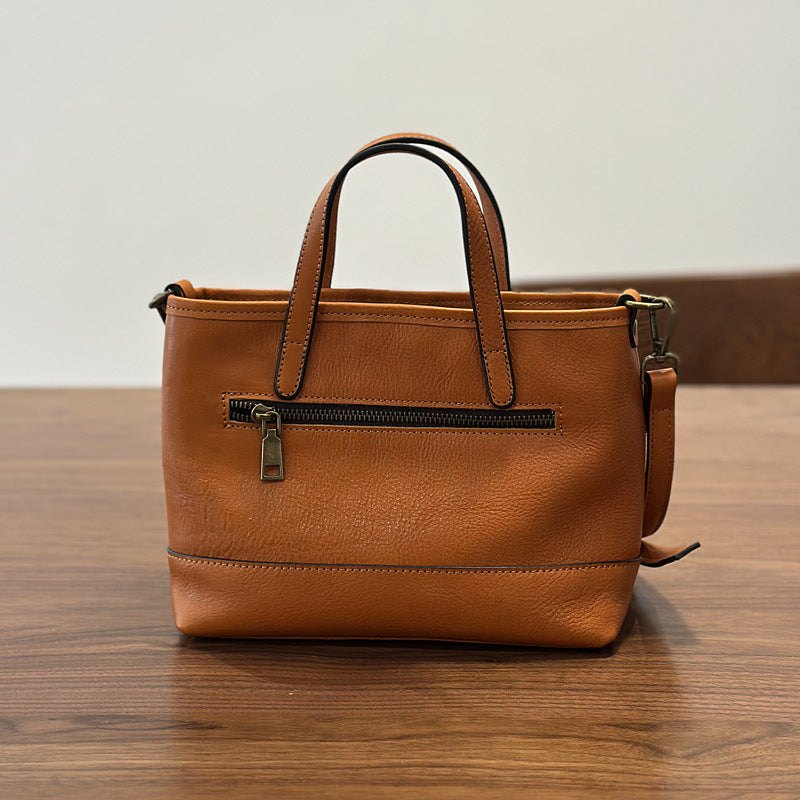 Genuine Top Layer Cowhide Tote Bag for Women, Spring Summer Solid Color Commute Shoulder Crossbody Handbag, Versatile Everyday Purse for Ladies