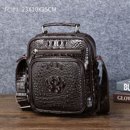 New Arrival Croc-Effect Men's Multi-Functional Backpack, A Large Capacity Fashionable Outdoor Top-Handle Crossbody Shoulder Bag with Trendy Design