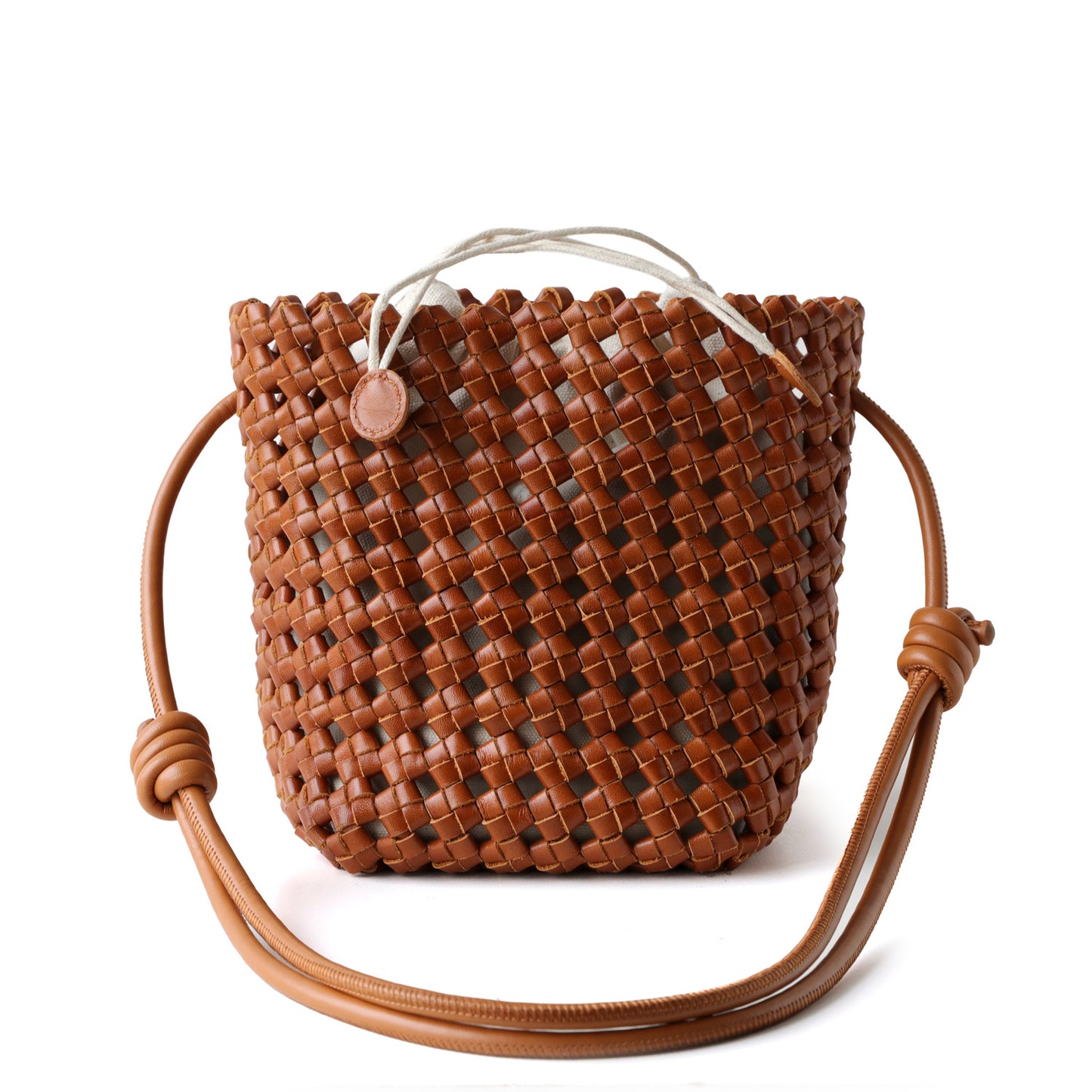 Top Layer Cowhide Handwoven Mini Bucket Bag for Women Exquisite Crossbody Small Bag, Niche Craftsmanship Purse with Versatile Style