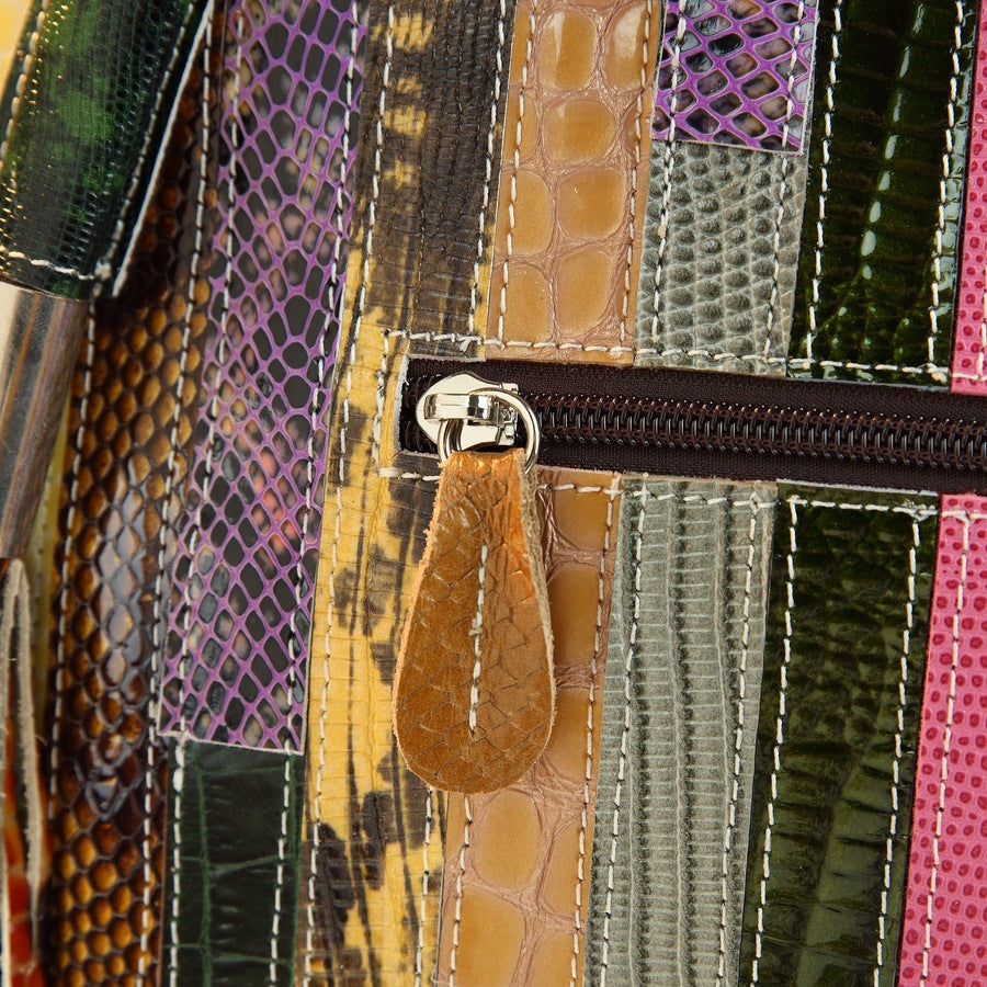 New Arrival Colorful Strap Genuine Leather Tote Bag for Women, A Casual Large Crossbody Shoulder Handbag with Unique Spliced Design