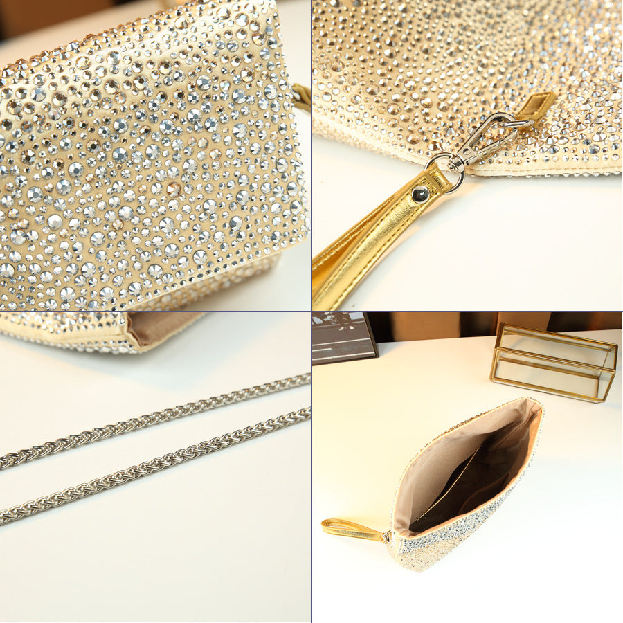 New Arrival Light Luxury Rhinestone Wedding Evening Bag for Women, A Flap Chain Crossbody Shoulder Handbag with Large Capacity & Stylish Design