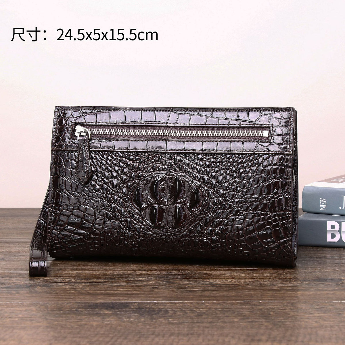 New Arrival Croc-Effect Large Multi-Functional Clutch for Men, A Spacious Business Handheld Bag with Underarm Carry & Document Organizer