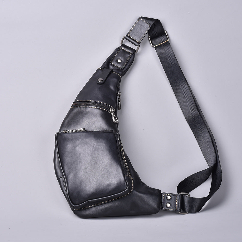 Premium Genuine Cowhide Leather Waist Chest Bag for Men | Large-Capacity Cross-Body Shoulder Pack with Built-In Phone Wallet | Multi-Functional Hands-Free Bag for Daily Commute, Travel & Outdoor Adventures | Durable & Stylish Men's Accessory with Ver