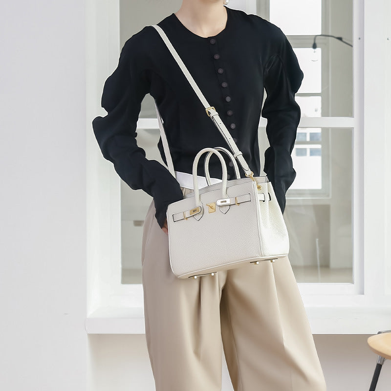 Chic Top-Layer Cowhide Birkin & Kelly-Inspired Tote Bag for Women, Premium Genuine Leather Large Capacity Top-Handle Crossbody Shoulder Handbag with Sophisticated Design, Ideal Commuter Purse
