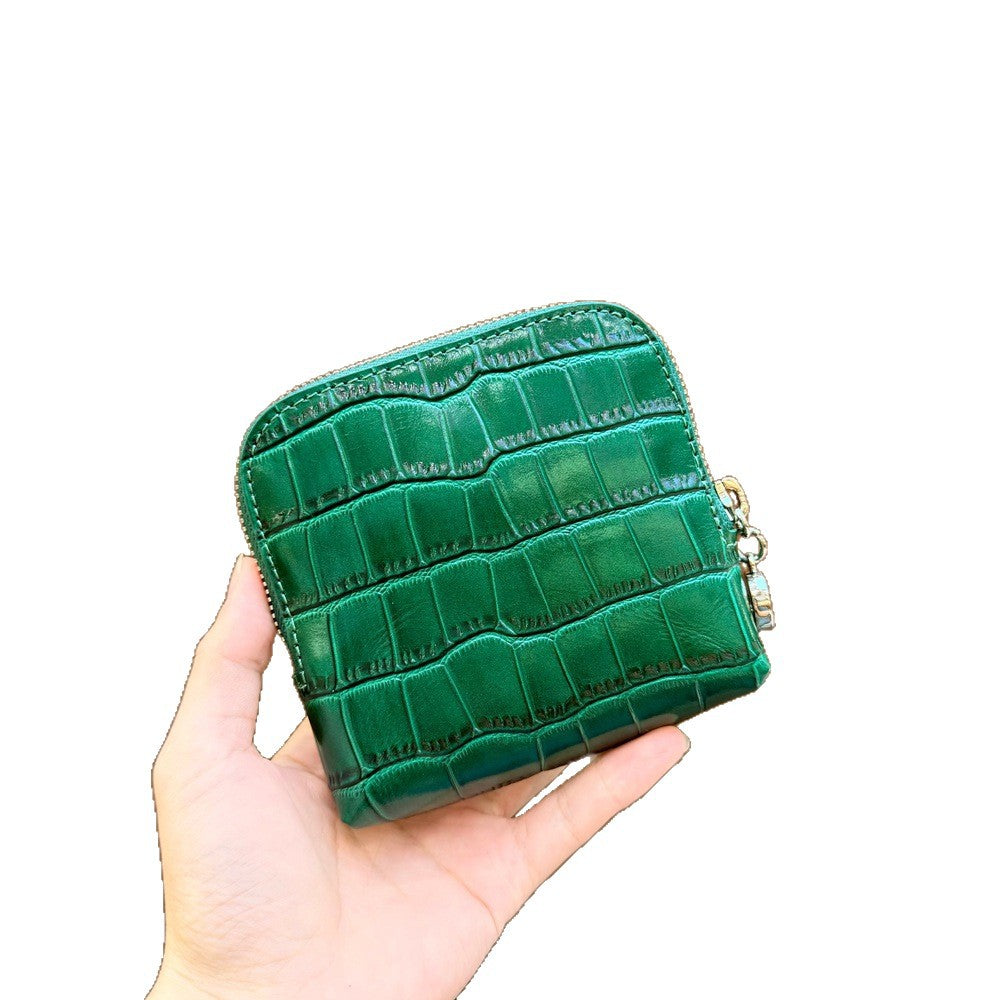 New Arrival Croc-Effect Genuine Leather All-in-One Card Holder for Women, A Large Capacity Coin Purse with Key Ring & Jewelry Pouch, Premium Top-Layer Cowhide Design