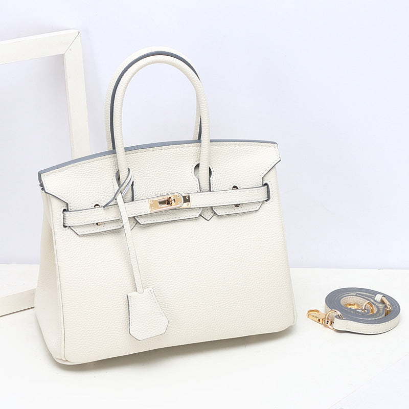 Genuine Togo Grain Cowhide Birkin-Style Bag for Women, Premium Shoulder Top Handle Handbag, Fashionable Kelly-Style Purse for Ladies