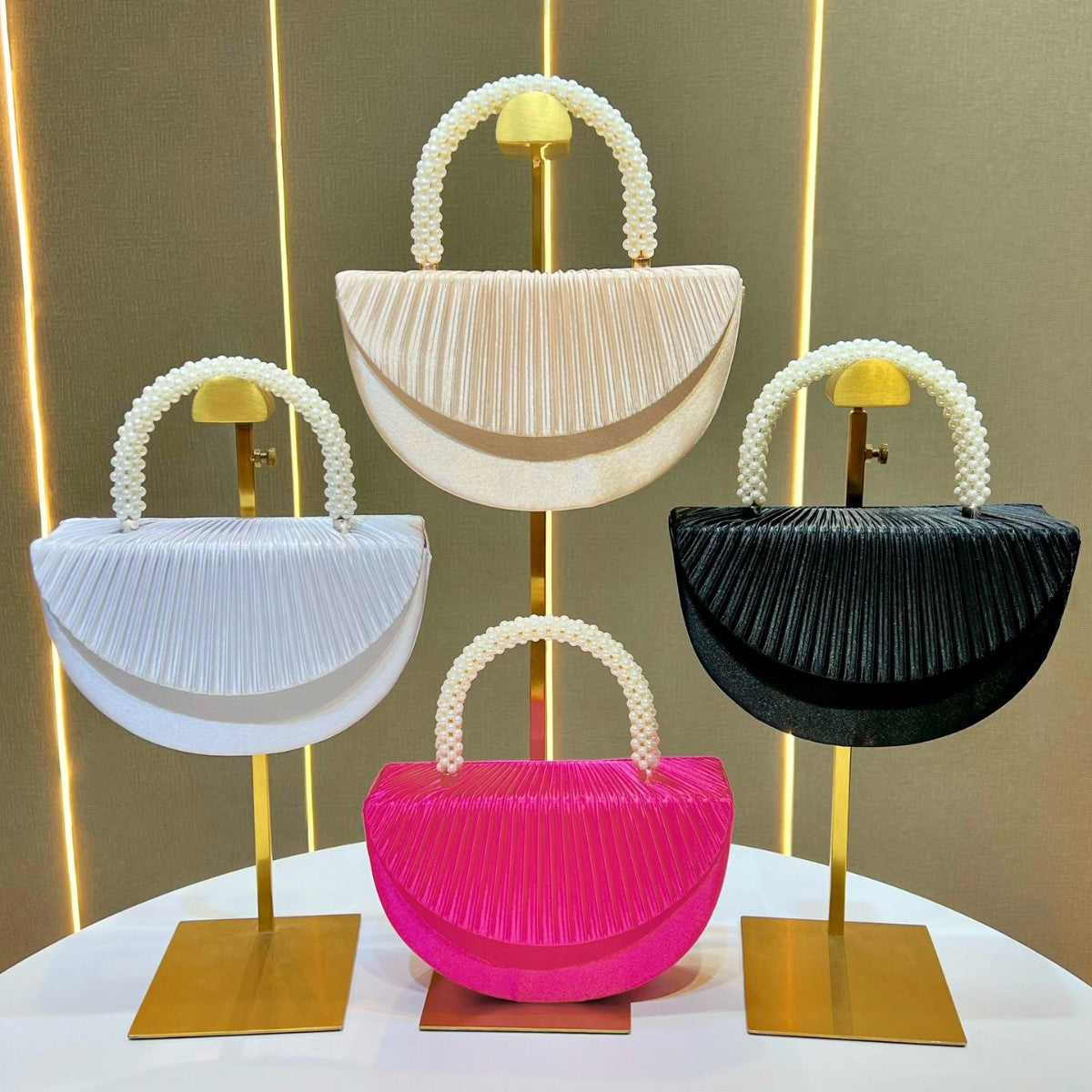 Women's Pleated Wedding Evening Bag, Elegant Top-Handle Purse for Birthday Banquet Formal Dress, Glamorous Party Clutch for Special Occasions