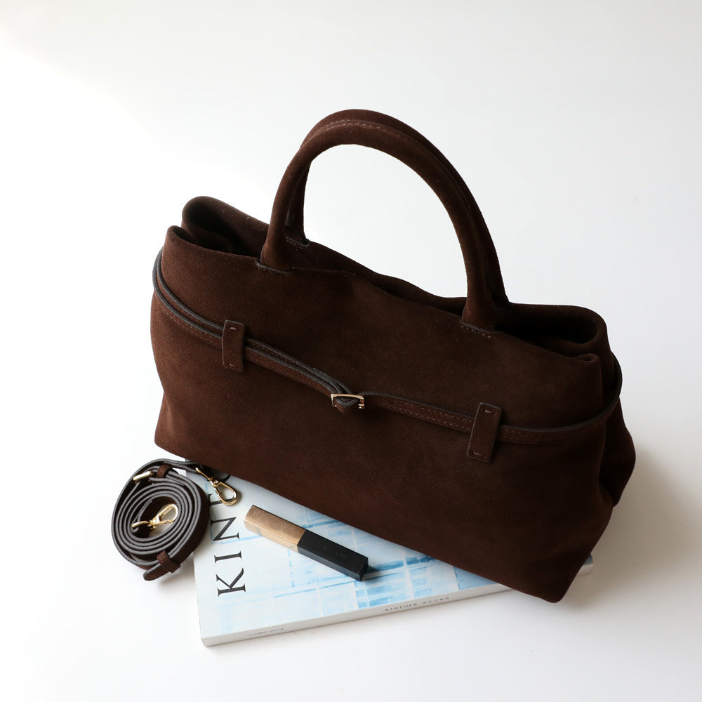 Top Layer Cowhide Commuter Tote Bag for Women Minimalist Large Capacity Genuine Leather Handbag, Premium Versatile Purse with Timeless Elegance