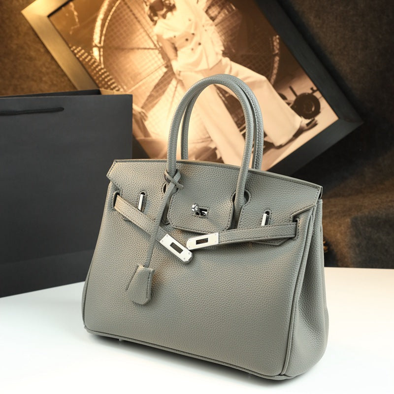 New Arrival Pebbled Leather Birkin-Inspired Tote Bag for Women, Large Capacity Turn-Lock Shoulder Crossbody Handbag with Light Luxury Style, Perfect Commuter Purse for Work & Everyday