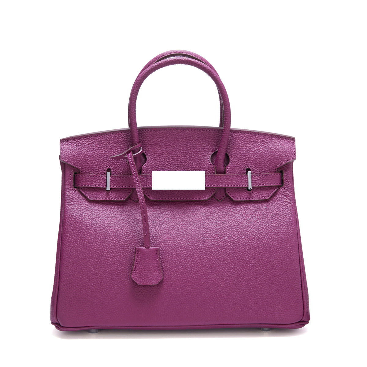 Genuine Top Layer Cowhide Togo Leather Birkin-Style Bag for Women, New Silver Hardware Large Capacity Top Handle Handbag, Premium Export Quality Purse for Ladies