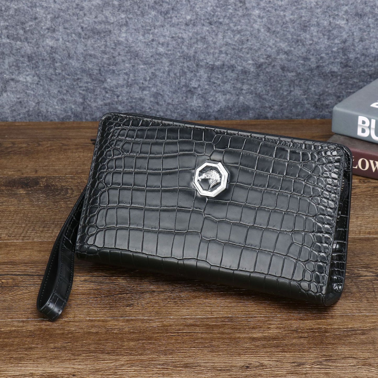 New Arrival Croc-Effect Large Clutch Wallet for Men, A High-End Multi-Functional Business Handheld Bag with Spacious Capacity & Sophisticated Design