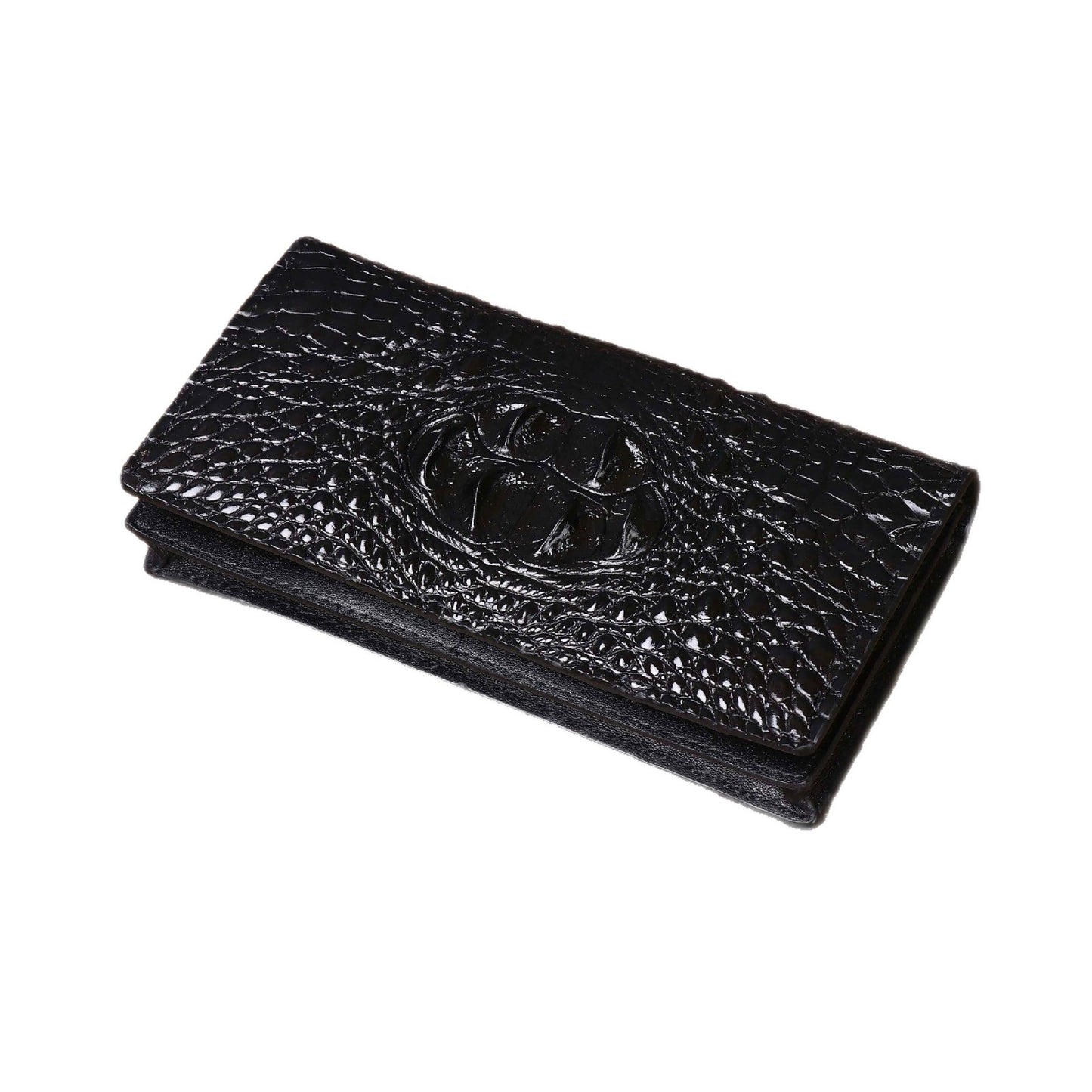 New Arrival Croc-Effect Long Bi-Fold Wallet for Men, A Business Clutch with Top Handle, Perfect Suit Wallet for Formal & Daily Use
