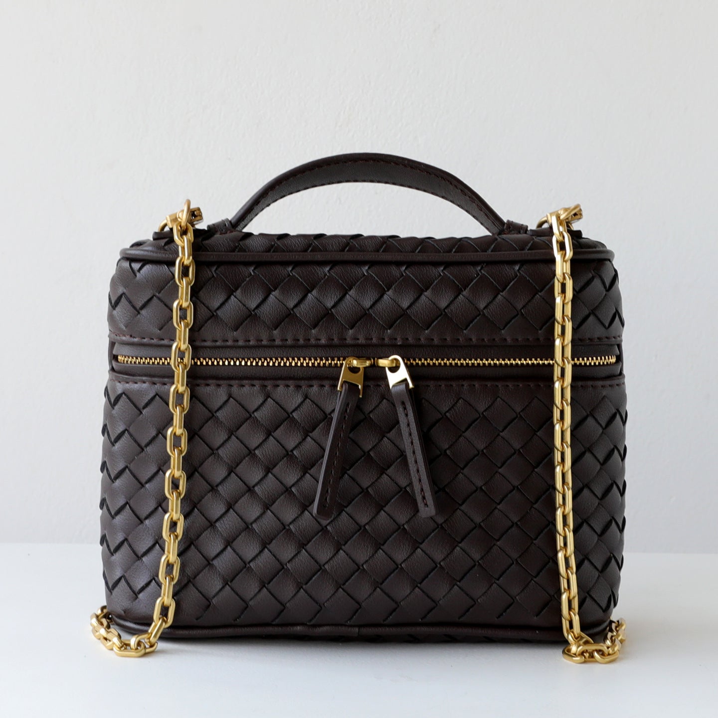 Handwoven Mini Box Phone Bag for Women Chain Shoulder Crossbody Handbag, Premium Genuine Leather Purse with Versatile Style