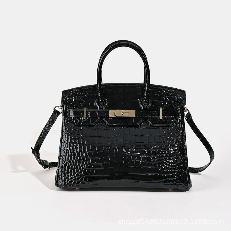 Premium Croc-Embossed Birkin-Inspired Tote Bag for Women, Genuine Leather with Spacious Large Capacity, Versatile Top-Handle Handbag for Everyday Elegance