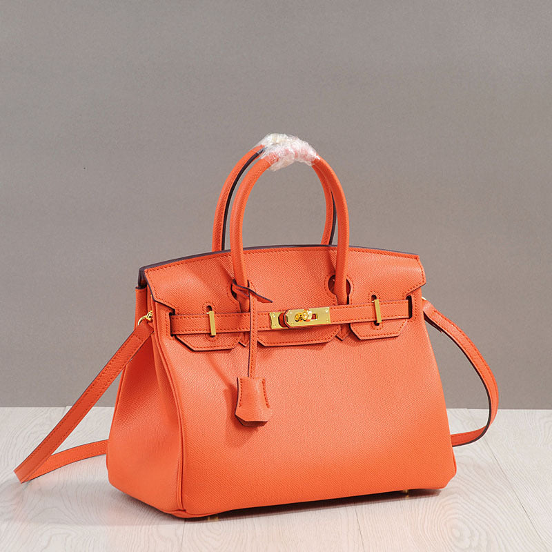 Genuine Top Layer Cowhide Birkin-Kelly Style Tote Bag for Women, New Arrival Large Capacity Commute Top Handle Handbag, Premium Leather Purse for Ladies