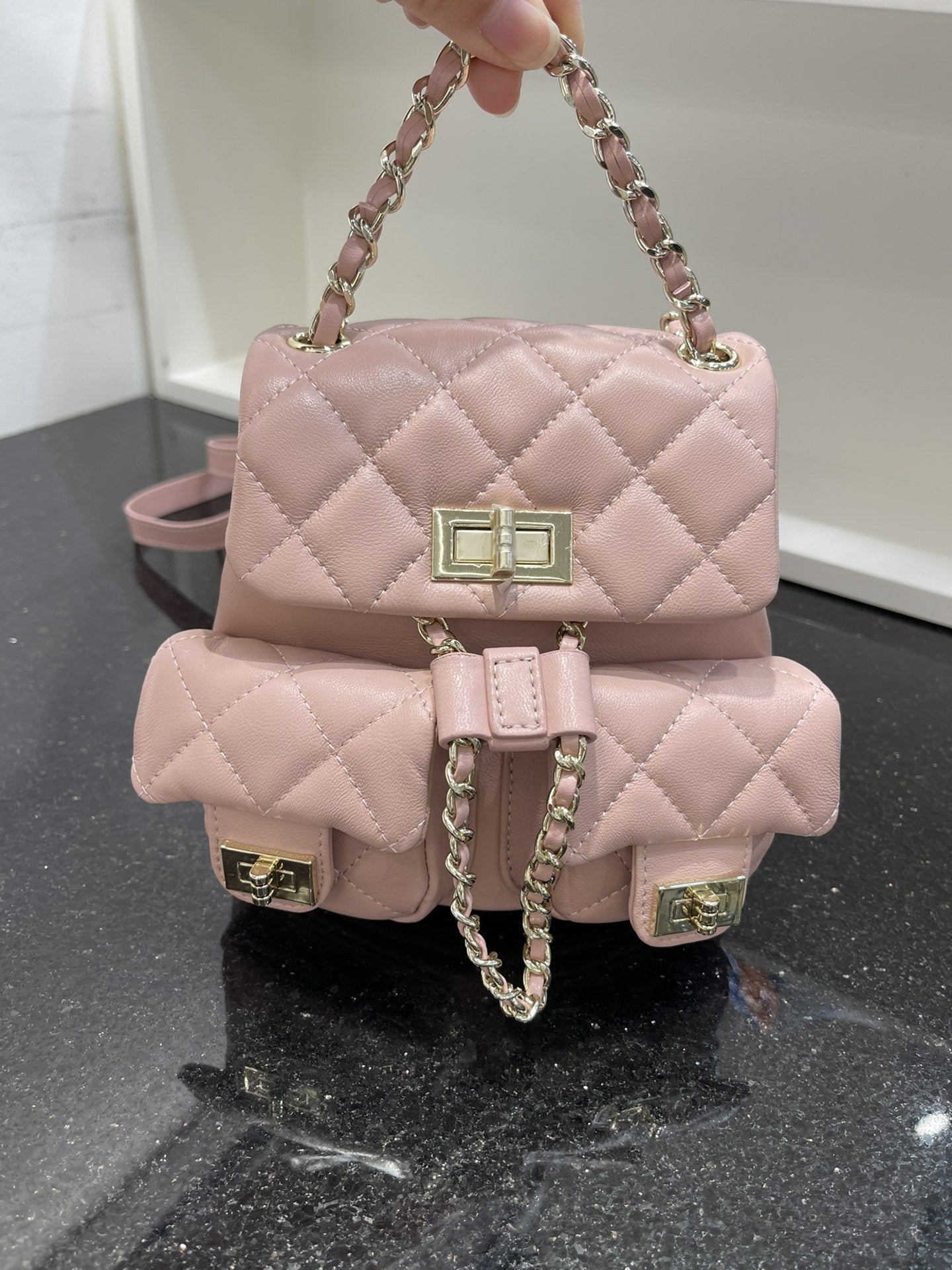 Genuine Leather Chain Backpack for Women, Fashionable Premium Shoulder Bag, Niche Designer Double Backpack for Ladies