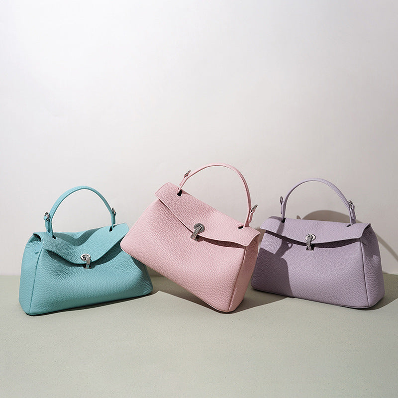 Korean Minimalist Design Leather Shoulder Bag, Niche Crossbody Top Handle Purse, Versatile Work Bag for Women