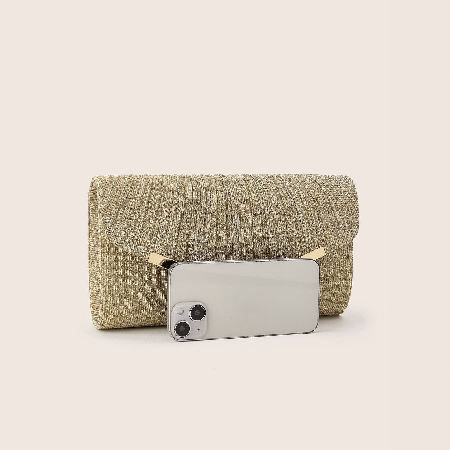 Pleated Sequin Evening Clutch for Women, New Metal Trim Party Purse, Elegant Formal Gown Handbag for Weddings and Parties for Ladies