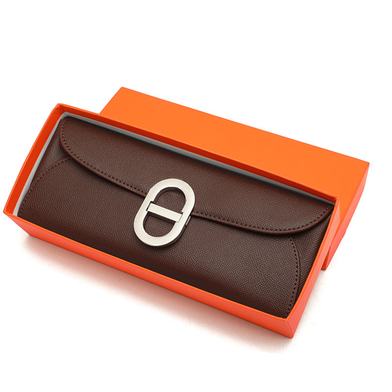 New Arrival Long Genuine Leather Wallet Clutch for Women, Minimalist 2-in-1 Purse with Removable Shoulder Strap, Can Be Worn as Handbag or Crossbody Bag