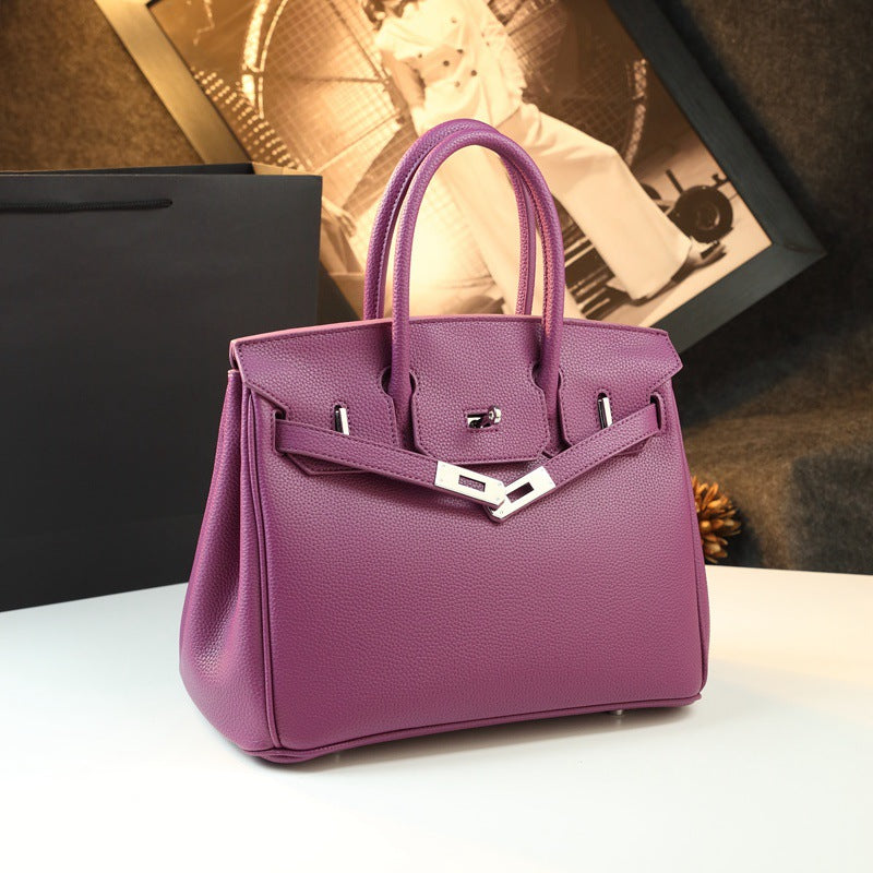 New Arrival Pebbled Leather Birkin-Inspired Tote Bag for Women, Large Capacity Turn-Lock Shoulder Crossbody Handbag with Light Luxury Style, Perfect Commuter Purse for Work & Everyday
