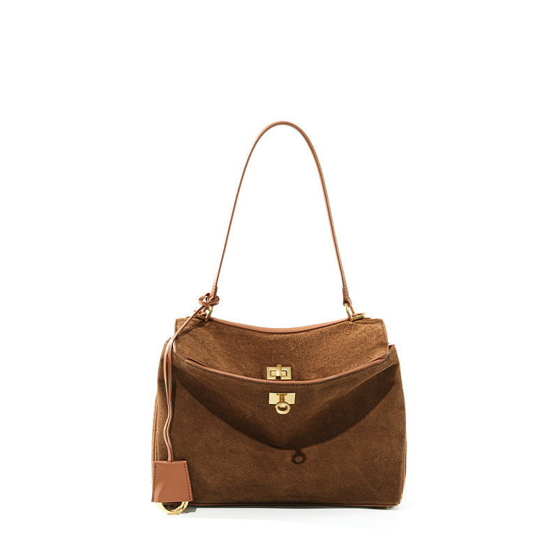 Suede Tote Bag for Women Large Capacity Vintage Shoulder Handbag, Elegant Stylish Purse with Soft Luxurious Texture