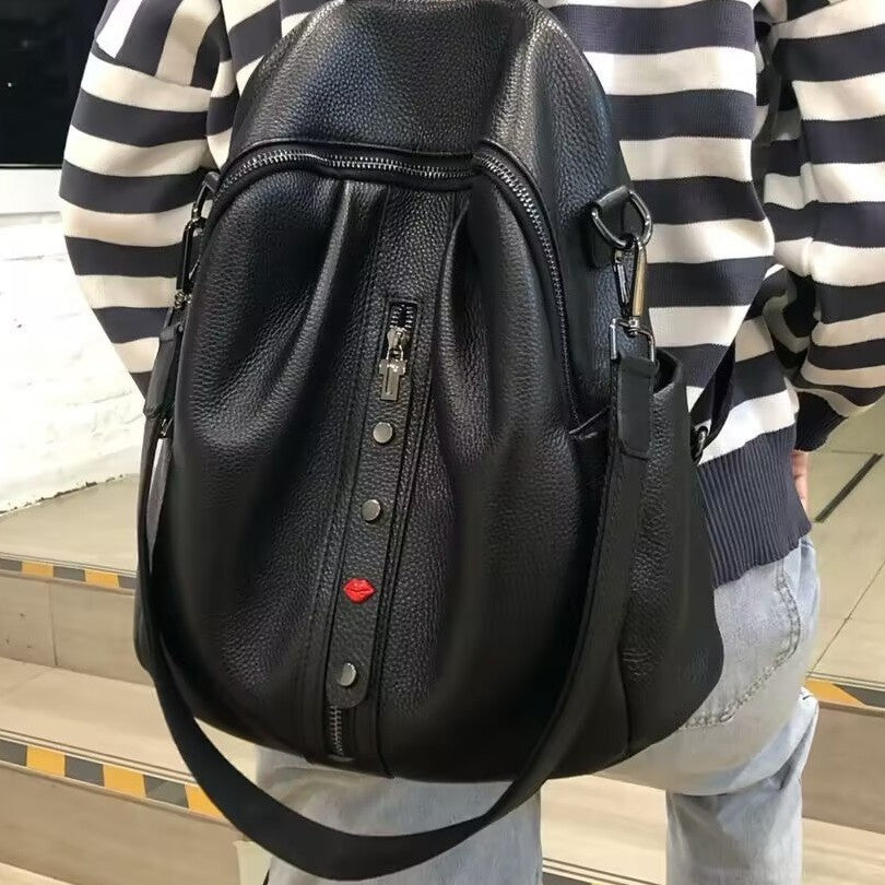 Genuine Top Layer Cowhide Soft Leather Backpack for Women, New Arrival Fashionable Large Capacity Casual Daypack, Lightweight Travel Shoulder Bag for Ladies