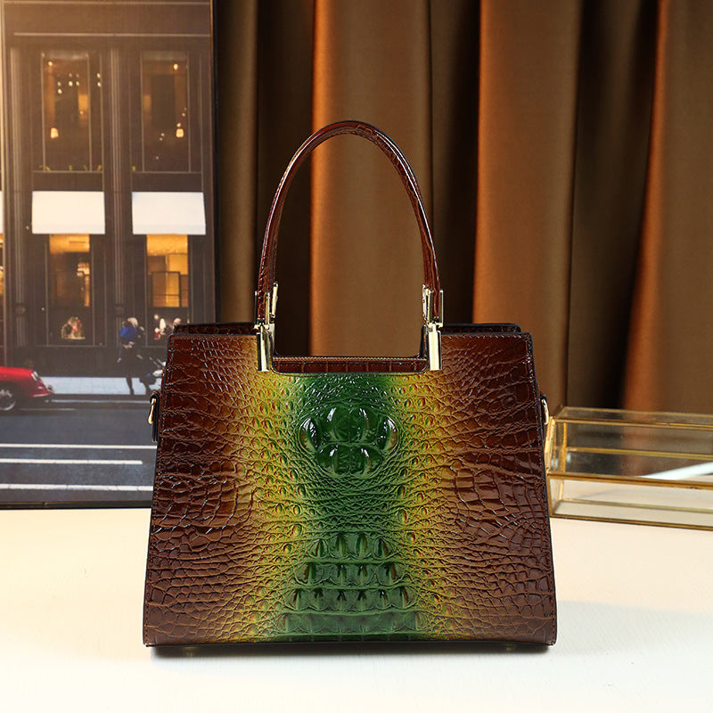 New Arrival Multi-Color Croc-Effect Commuter Bag for Women, A Large Capacity Top-Handle Shoulder Crossbody Handbag with Trendy Everyday Design 7990