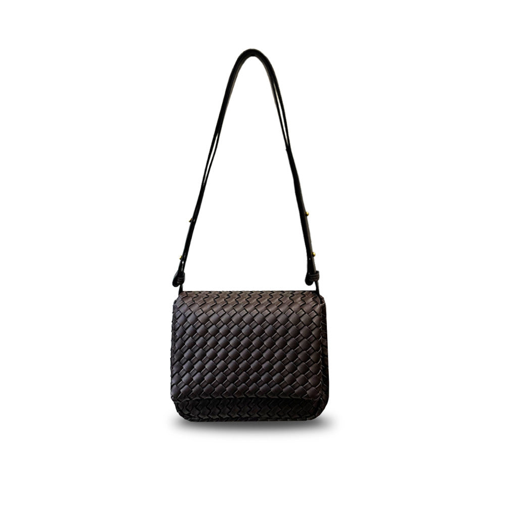 New Fine Woven Cowhide Mini Square Bag, Fashion Underarm Shoulder & Crossbody Bag for Women