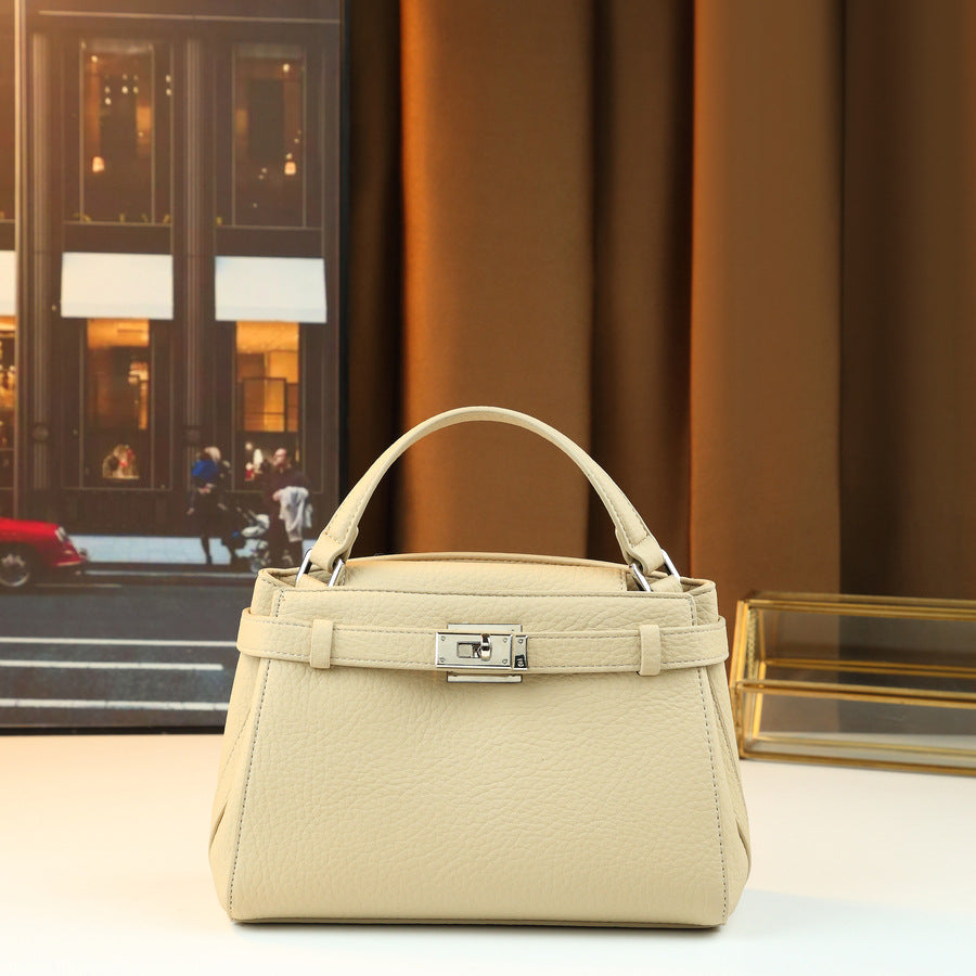 Soft Pebble Grain Leather Kelly Bag for Women Commuter Shoulder Crossbody Handbag, Premium Elegant Purse with Timeless Style