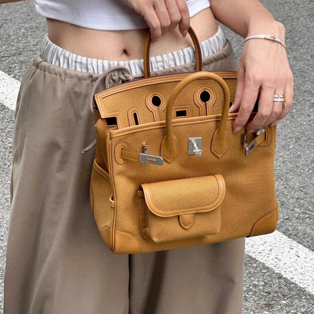 Premium Canvas & Top-Layer Leather Tote Bag for Women, Multi-Pocket Utility Design with Versatile Top-Handle Shoulder Crossbody Carry, Everyday Handbag