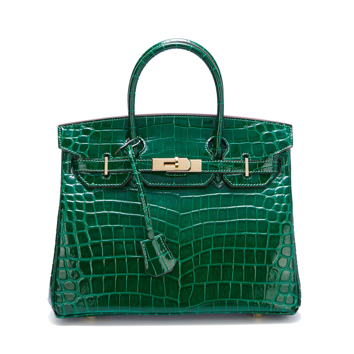 Genuine Leather Crocodile-Embossed Birkin-Style Bag for Women, New Structured Large Top Handle Shoulder Crossbody Purse, Versatile Everyday Handbag for Ladies