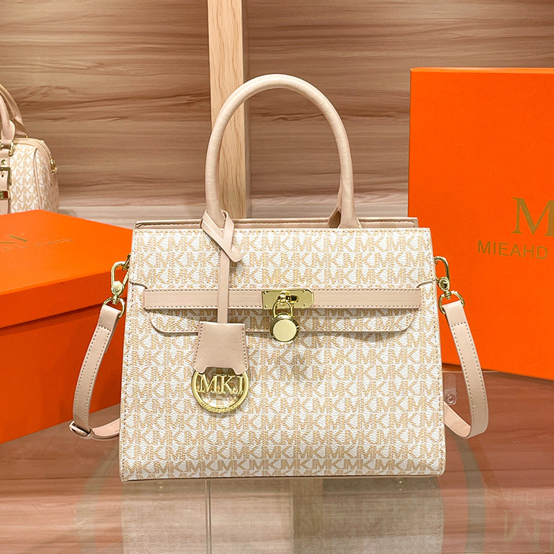 Premium Genuine Leather Birkin-Style Tote for Women | Hermès-Inspired Handbag with Trendy Letter Print from New Spring/Summer Collection | Euro-American Chic Top-Handle Shoulder Cross-Body Purse | Sophisticated Everyday Carryall with Statement Design
