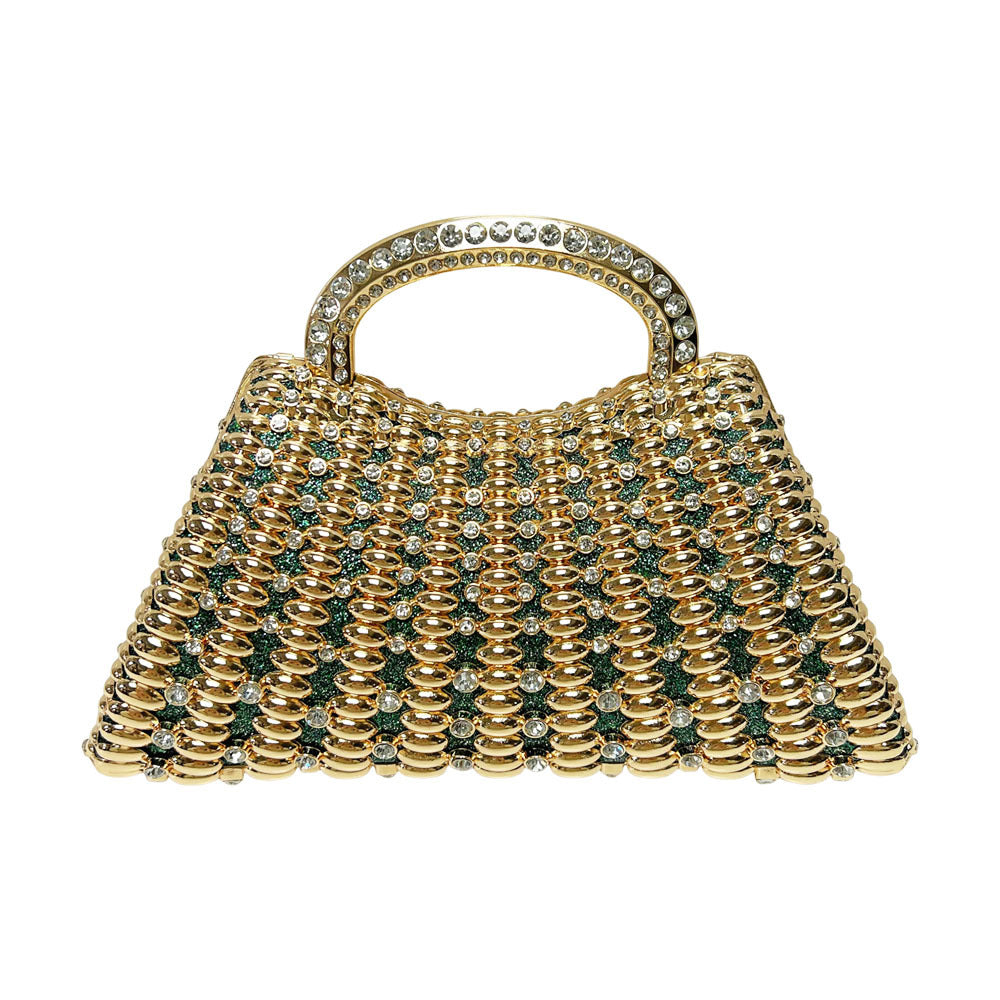 Exquisite Rhinestone-Embellished Evening Clutch for Women, A Light Luxury Crystal-Studded Top-Handle Handbag with Removable Crossbody Strap, Perfect for Banquets Weddings & Formal Events