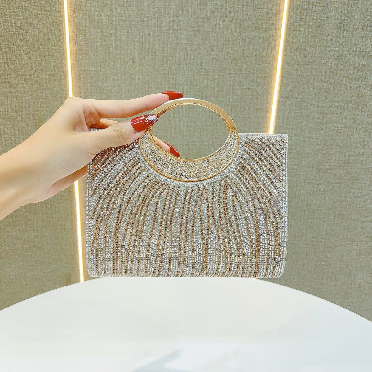 Dazzling Rhinestone Embellished Evening Bag for Women, A Sparkly Top-Handle Crossbody Shoulder Handbag Perfect for Wedding Bridesmaid Banquets & Formal Dresses