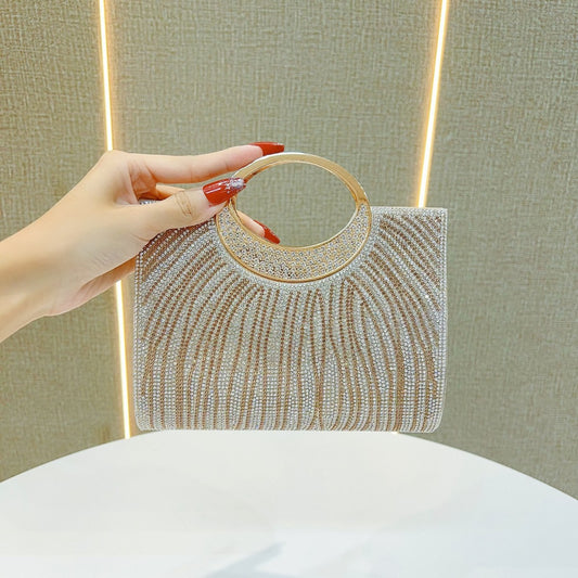 Dazzling Rhinestone Embellished Evening Bag for Women, A Sparkly Top-Handle Crossbody Shoulder Handbag Perfect for Wedding Bridesmaid Banquets & Formal Dresses