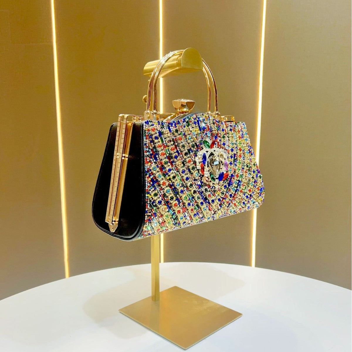 Women's Rhinestone-Embellished Light Luxury Evening Bag, Large Capacity Top-Handle Crossbody Handbag with Premium Design, Versatile Purse