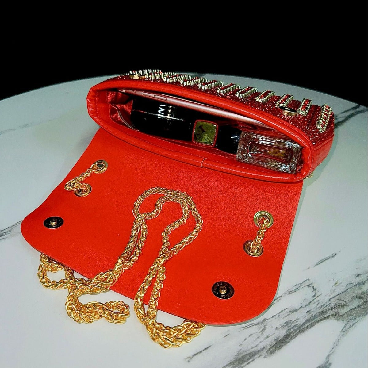 Dazzling Rhinestone-Embellished Evening Clutch for Women, A Crystal Chain Crossbody Bag Perfectly Designed for Cheongsam & Formal Evening Dresses, Elegant Top-Handle Handbag for Weddings Banquets & Special Occasions