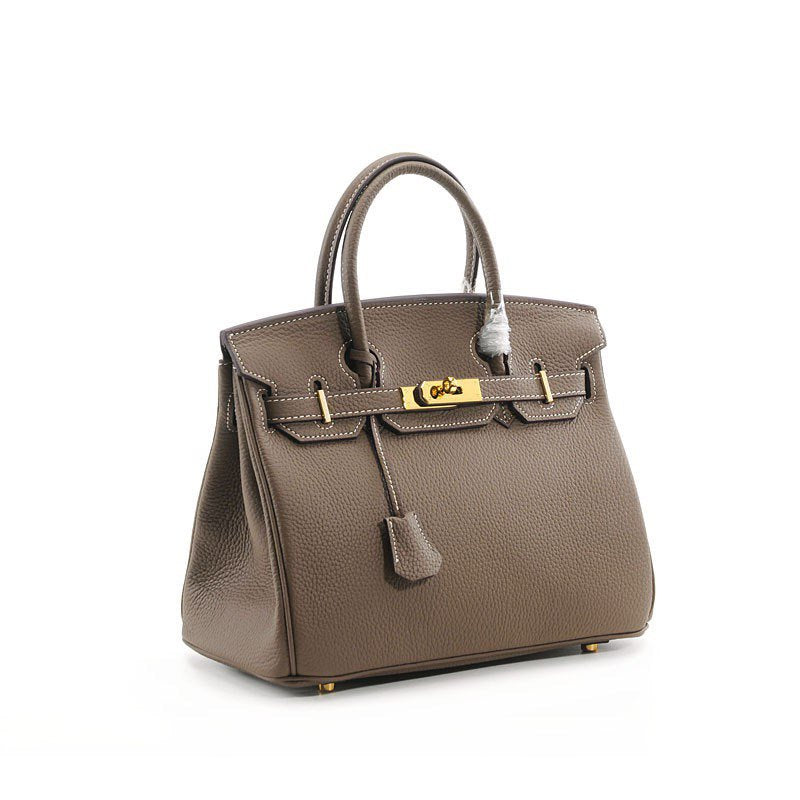 Genuine Top Layer Pebbled Cowhide Birkin-Style Bag for Women, Large Capacity Commute Top Handle Shoulder Crossbody Purse, Premium Leather Handbag for Ladies